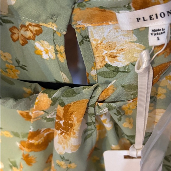 Pleione Green Floral Blouse large S392 - Picture 5 of 8